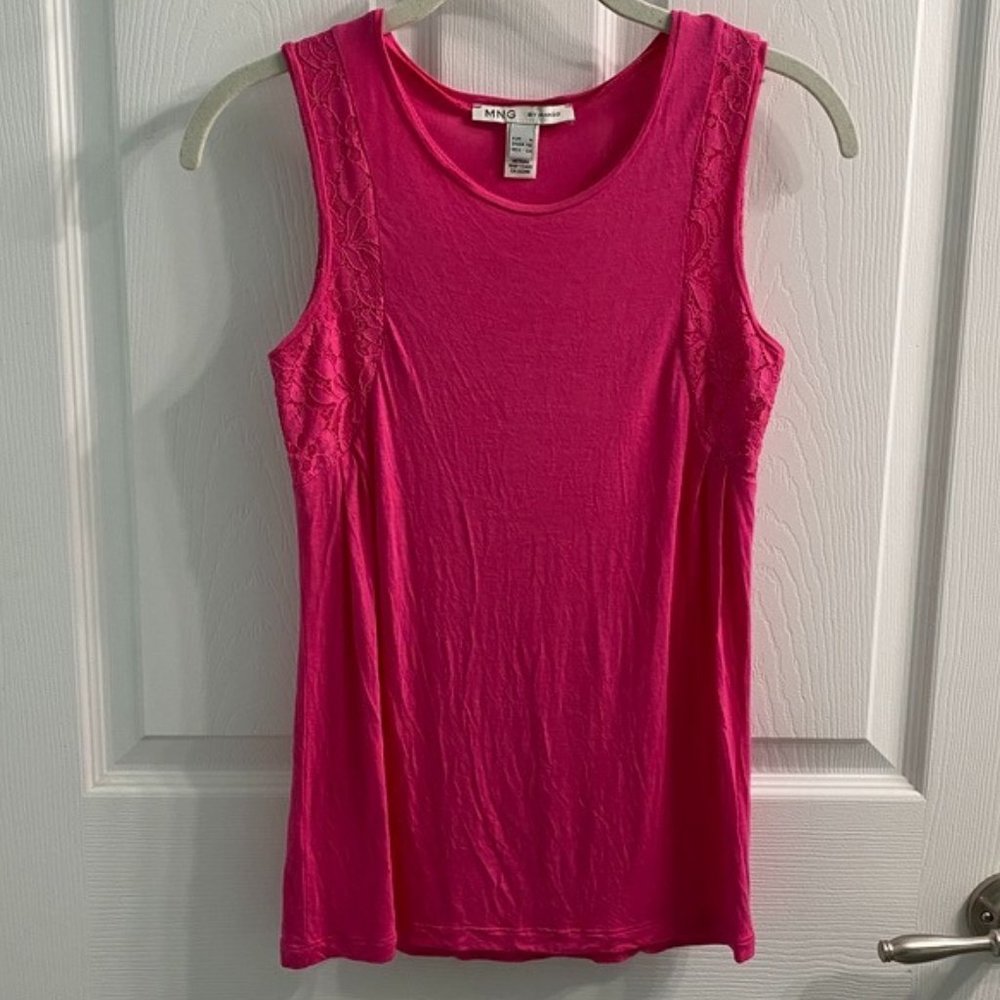 MNG by Mango Tank with Floral Pattern/Arm Details - Pink